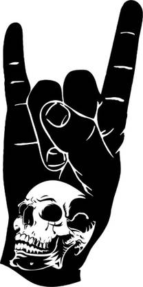 SnappyVinyl 20 cm Skull Hand Rock N Roll Personality Funny Self Adhesive Sticker