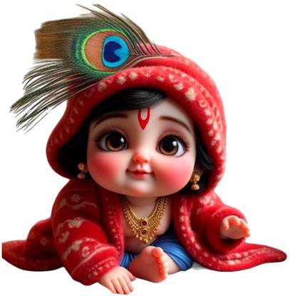 Krishna Sticker 60 cm Little Cute Baby Krishna ji Wall Stickers For Kids Room Bedroom Self Adhesive Sticker