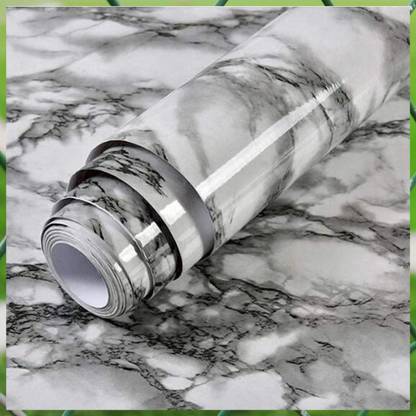 A1 Decor 4389 cm PVC Granite Look Marble Gloss Film Sticker -White Marble-24X72 Inch Combo Self Adhesive Sticker