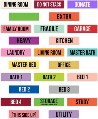 Inkdotpot 5 cm Rectangle Shape 500 Count Home Moving Labels-25 Different Color Boxes Stickers Self Adhesive Sticker