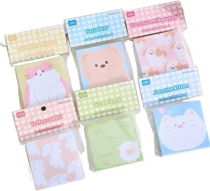 Skstore 10 cm 6pcs Cute Cartoon Animals Memo Pad Sticky Notes Writing Pads Label Mark Stickers Non-Reusable Sticker