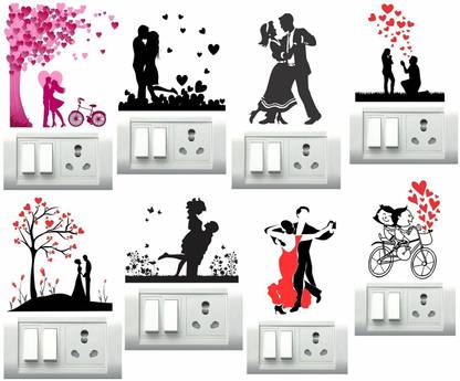 Decor Villa 30 cm Couples SwitchBoard Sticker & Wall Sticker Reusable Sticker