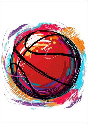 Starxdecals 30.48 cm Basketball wall sticker - Basketball illustration design - NBA Sports Self Adhesive Sticker