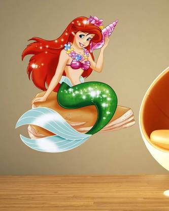 Radheykrishnadecor 60 cm Ariel the little mermaid,princess, disney cartoons 3D Vinyl Wall Sticker Self Adhesive Sticker