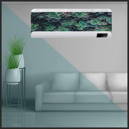 Decoar Nirmal 35.56 cm Flower green color ac sticker size (36x14 inch) Self Adhesive Sticker