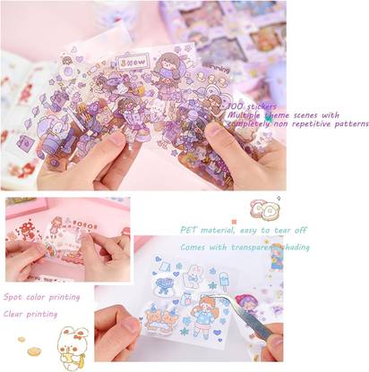 heet 7 cm Nini's Sweet Party Kawaii Stickers - 100 Sheets for Journals & Crafts Self Adhesive Sticker