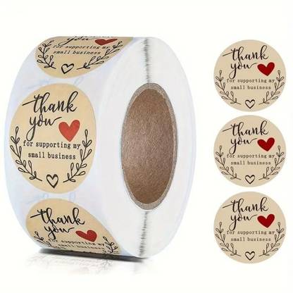 MANAKI ENTERPRISE 3.81 inch 500pcs Thank You Stickers, Round Thank You Adhesive Sticker for Small Self Adhesive Sticker