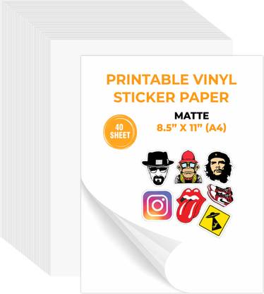 DGSL 8.5 inch Vinyl Matte Sticker Paper For Inkjet Printer, A4 Size, Self-Adhesive, Paper Self Adhesive Sticker