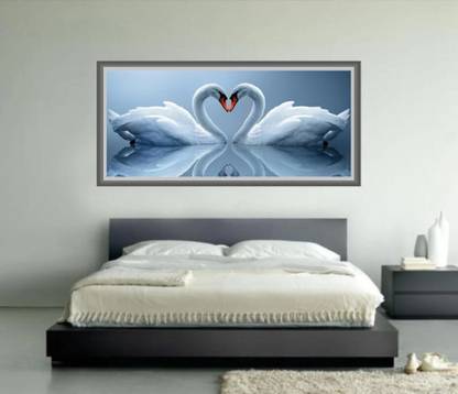GLOBAL GRAPHICS 96 cm Duck Wallpaper/poster Two White Ducks Wall Poster (multicolor,size 47x96cm) Self Adhesive Sticker