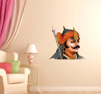 GLOBAL GRAPHICS 56 cm The looking Great Worrior Maharana Pratap with Look Like Victory Pose Decorative wall Stickers ( PVC Vinyl ) Reusable Sticker
