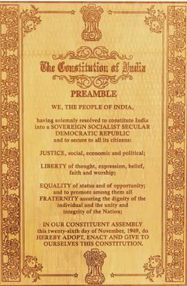 Wall gallery 45 cm Preamble of Indian Constitution Glowing Waterproof 18x12Inc Self Adhesive Sticker