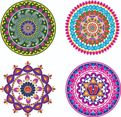 Inkfence 30 cm Diwali Rangoli Sticker Floor Sticker Self Adhesive Sticker
