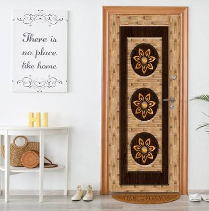Shree Shyam 213 cm 3D Wooden Royal Door wallpaper Self Adhesive Sticker