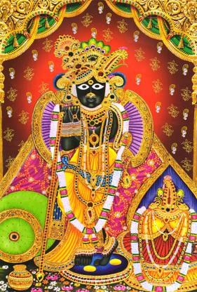 ShubhFly 48 cm Banke Bihari Ji Vrindavan Lord Krishna Wall Sticker for Home Self Adhesive Sticker