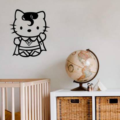 Xskin 29 cm Hello Kitty Superman Wall Decals Easy to Apply Self Adhesive Sticker