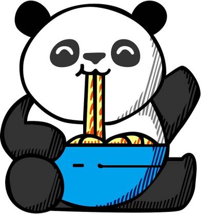WALLDECORS 60.96 cm KUNFU PANDA EATING NOODLES IMAGE Self Adhesive Sticker