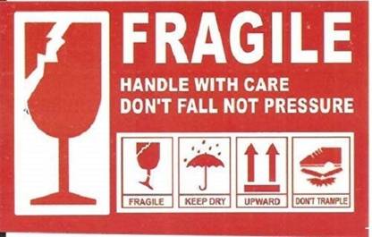 BlackDreams 10 cm Fragile Handle with Care" 10 X 6 cms Self Adhesive Packing Sticker (200) Self Adhesive Sticker