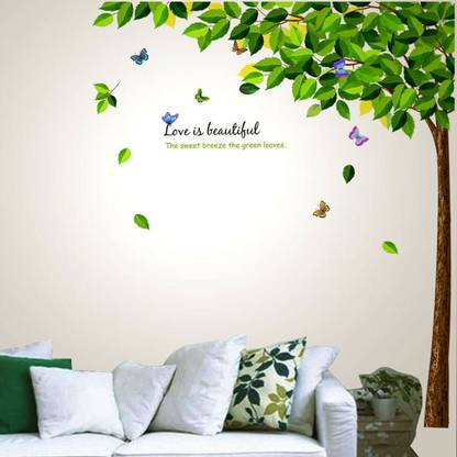 walkart 1 cm green leaves tree with autumn Removable Sticker