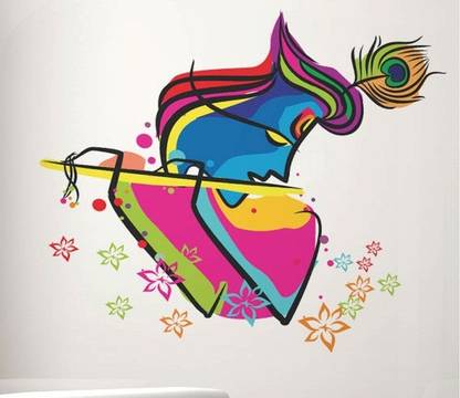 Happy Walls 10 Abstract Art Krishna Self Adhesive Sticker