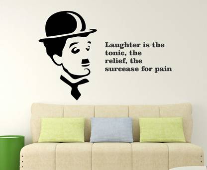 WALLDECORS 60.96 cm WALLDECOR CHARLIE CHAPLIN IMAGES WITH QUOTES Self Adhesive Sticker