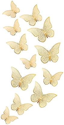 Adbee 20.32 cm Metallic Finish 3D Wall Stickers Butterf Reusable Sticker