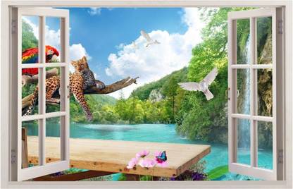 All Your Design 76.2 cm 3D Wall Window (24x36inch) Wall Stickers, PVC Self Adhesive Vinyl Wall Poster for Living Room, Hall,Play Room,Bedroom, Kitchen,Office etc_082 Self Adhesive Sticker