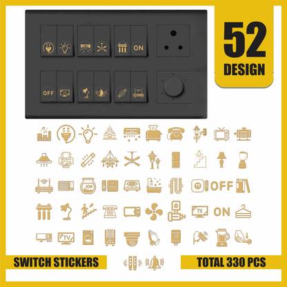 Raimo hub 1.5 cm Aesthetic Transparent Golden Design Switch Icon Sticker For Switch Board Sticker Self Adhesive Sticker