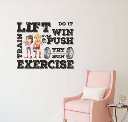 Flipkart SmartBuy 60 cm Gym Quotes|Exercise|Train|Motivation|Decoration For Gym|Removeble Self Adhesive Sticker