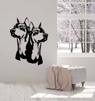 SnappyVinyl 42 cm Doberman Angry Dogs Patrol Easy to apply Wall Sticker Self Adhesive Sticker
