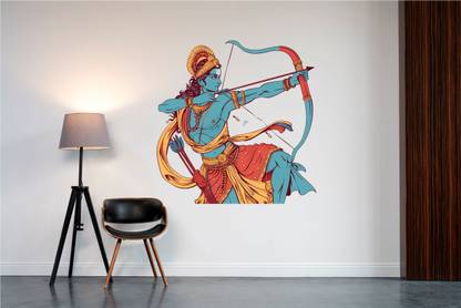 SHAH CREATION 60 cm Lord Shree Ram wall Sticker Self Adhesive Sticker