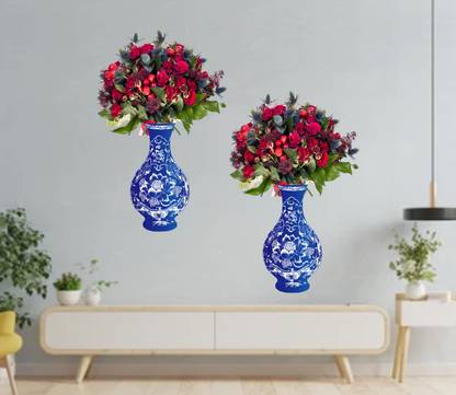 Design Decor 45 cm Flower Pot Wall Sticker 3D Effect Home Decor Self Adhesive Sticker