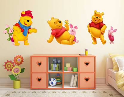 HAPPYSTICKY 100 cm Winnie Pooh|Wallstickers|Pvc Vinyl|Non-Reusable Sticker| Self Adhesive Sticker