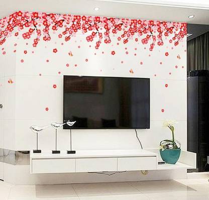 Flipkart SmartBuy 70 cm Red Flower Nature Wall Sticker (50 CM x 70 CM) Self Adhesive Sticker