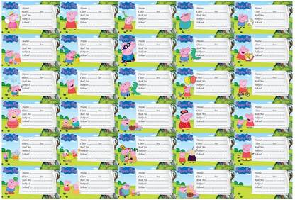 ModernDecor 3.5 inch Peppa Pig Cartoon Name Slip Stickers Tag for Notebook Diary Label (Size3.5x2 In) Self Adhesive Sticker