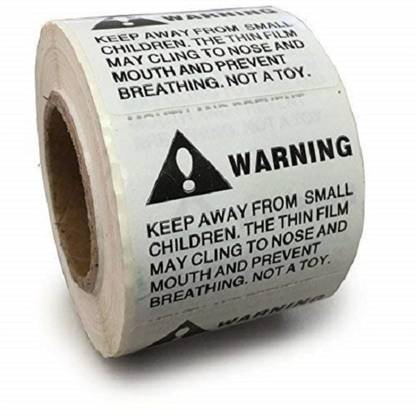 BlackDreams 5 cm 2" x 2" Suffocation Warning Peel & Stick Labels (1000 Sticker) Self Adhesive Sticker