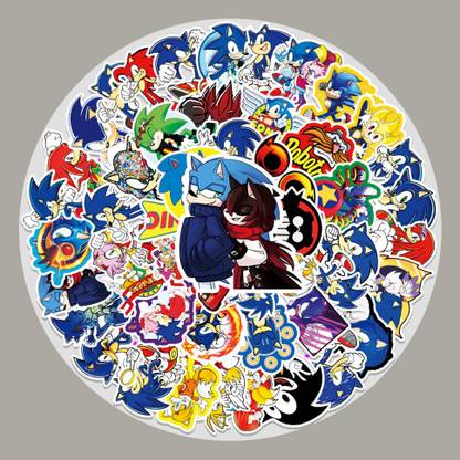 HASTHIP 8 cm Sonic Stickers | 51 Pcs | Adorable Waterproof Hedgehog Stickers Self Adhesive Sticker