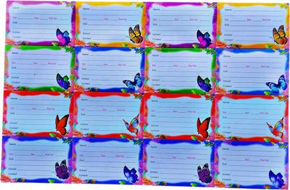 Super Easy 7.1 cm 80 Sticker Butterfly Theme Name Slip Note Book Sticker School Label for Students Self Adhesive Sticker