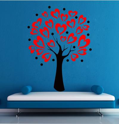 Epithet Studio 126 cm Decorative Red&Black Heart Tree Wall Sticker (126 cm x 95 cm)Wall Sticker ASD Self Adhesive Sticker