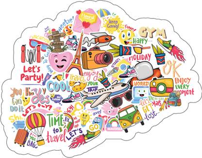 woopme 29 cm Travel Scrapbook Stickers Set For Journal, Diary Self Adhesive Sticker