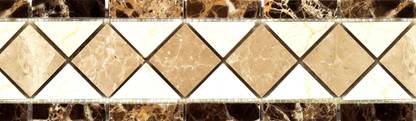 WALLDESIGN 914.4 cm Tile Art Marble Stone Diamond Pattern Classy Wall Border - 3 inch width by 30 ft length - Extra Large Self Adhesive Sticker
