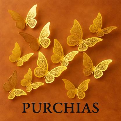 PURCHIAS 20.32 cm 3d Metallic Finish Flocked Reusable Sticker