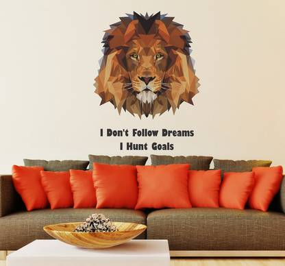 CEZZC 45 cm Lion Face | Wall Stickers | PVC Vinyl | Non-Reusable Sticker | Self Adhesive Sticker
