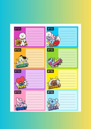 AS PRETTY AS THE PICTURE 10 cm Bt21 NAMESLIP FOR NOTEBOOKS FOR ALL THE BTS ARMYS Self Adhesive Sticker