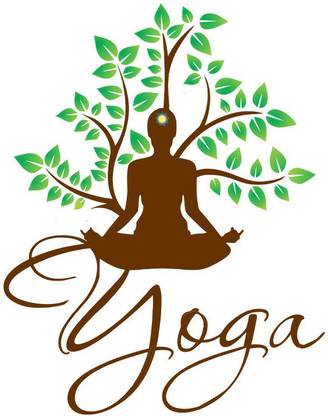 WALLGURU KOTA 58 cm Yoga pose with leaves Self Adhesive Sticker