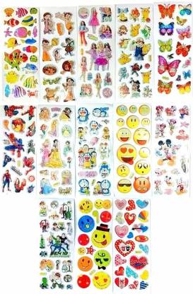 Super Easy 1 cm Cartoon Character Puffy 3D Cute Funny Stickers (20 Sheets) Self Adhesive Sticker