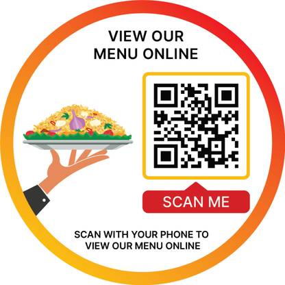 Scan Me 10 cm Veg Restaurant Menu QR Code Sticker | Ready To Be Activated Instantly | Self Adhesive Sticker