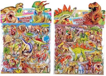Skstore 12 cm 3D Puffy Sticker for Kids with Assorted Dinosaur Cute Foam Sticker Preschool Removable Sticker