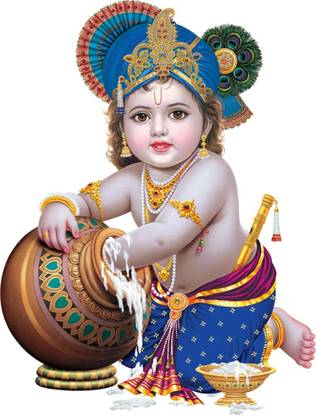 Saiii Designs 3 cm Small Laddu Gopal Krishna Self Adhesive Sticker