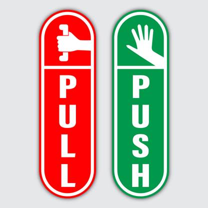RSB HUB 18.18 inch Push and Pull Door Stickers - Pack of 2 Pcs Each ( Push -2 Pcs, Pull-2 Pcs) Self Adhesive Sticker