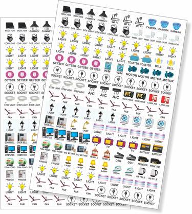 RAIMO 1.5 cm Switch Sticker For Electric Board Appliances Including 35 Designs Self Adhesive Sticker